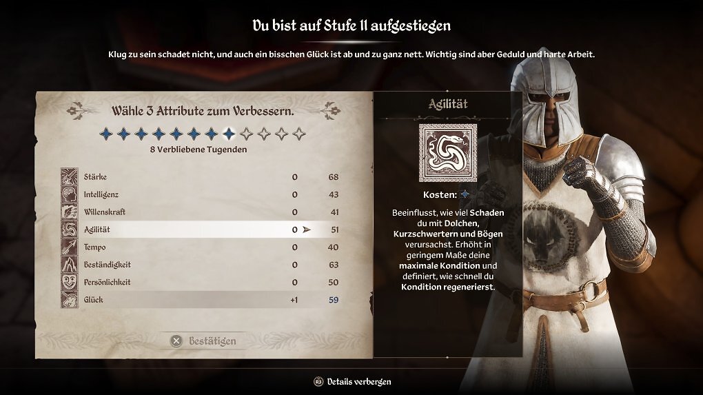 Das Menü zum Aufleveln wurde überarbeitet.