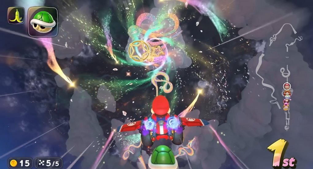 Der Regenbogen Boulevard aus Mario Kart World.
