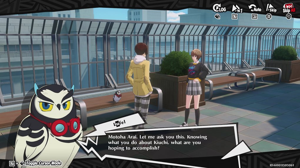 Ein Gespräch zwischen Lufel, Motoha und dem Protagonisten aus Persona 5: The Phantom X