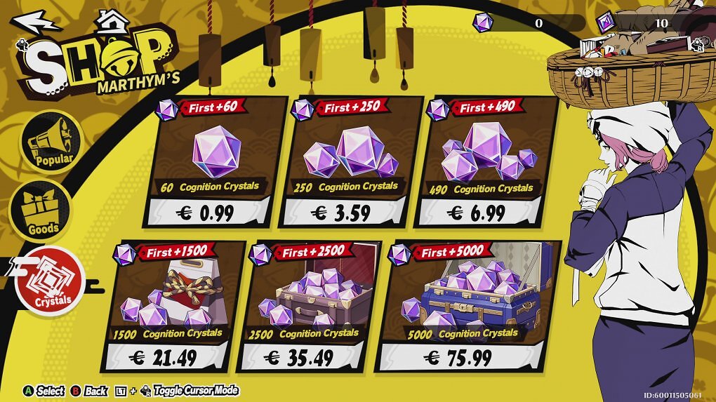 Eine Seite aus dem In-Game-Shop von Persona 5: The Phantom X