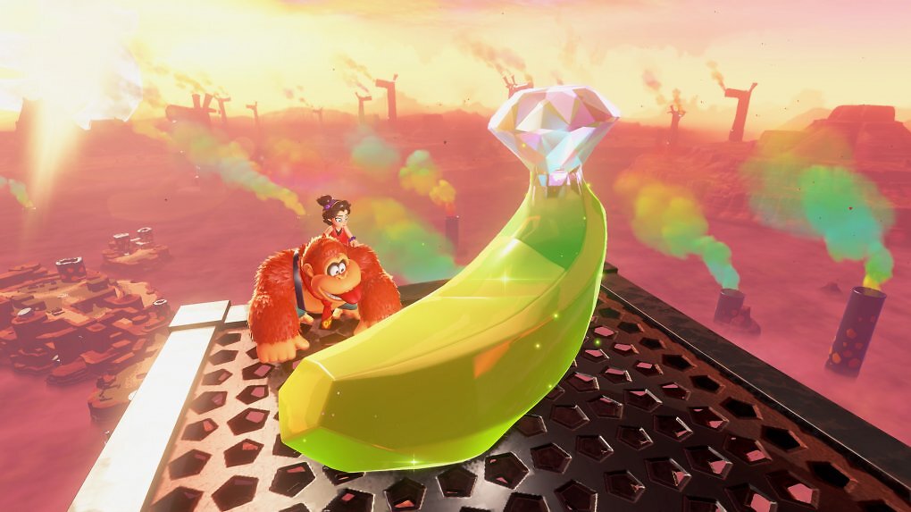 Donkey Kong und Pauline finden ein Banandium Juwel.