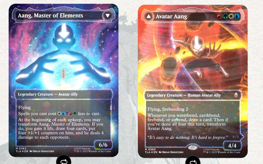 <strong>Von der Kindheitserinnerung zum Sammelstück:</strong> Die doppelseitige Holo-Karte von Aang bringt die Magie von Avatar direkt ins Magic-Universum.