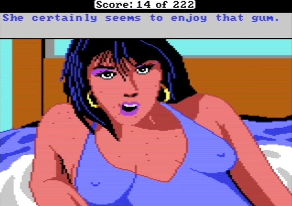 Bei dieser Dame kann Larry seine Unschuld verlieren. Hier präsentierte sich das Spiel sogar lehrreich: Kondome schützen vor Herpes Digitalis!&nbsp;