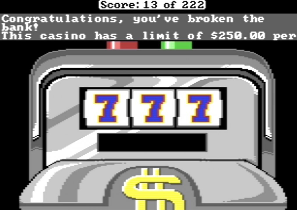 Außer beim Kartenspiel Black Jack, auch bekannt als 17 und 4, kann Larry seine Finanzen&nbsp; an diesem einarmigen Banditen aufbessern.