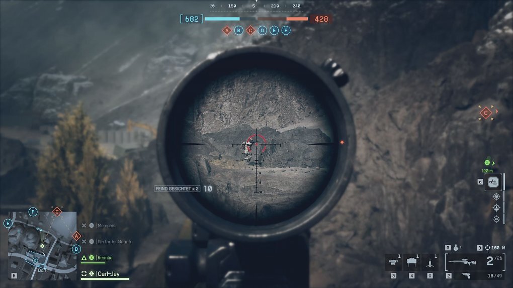 Auf Distanz schießt es sich am besten mit dem Scharfschützengewehr.