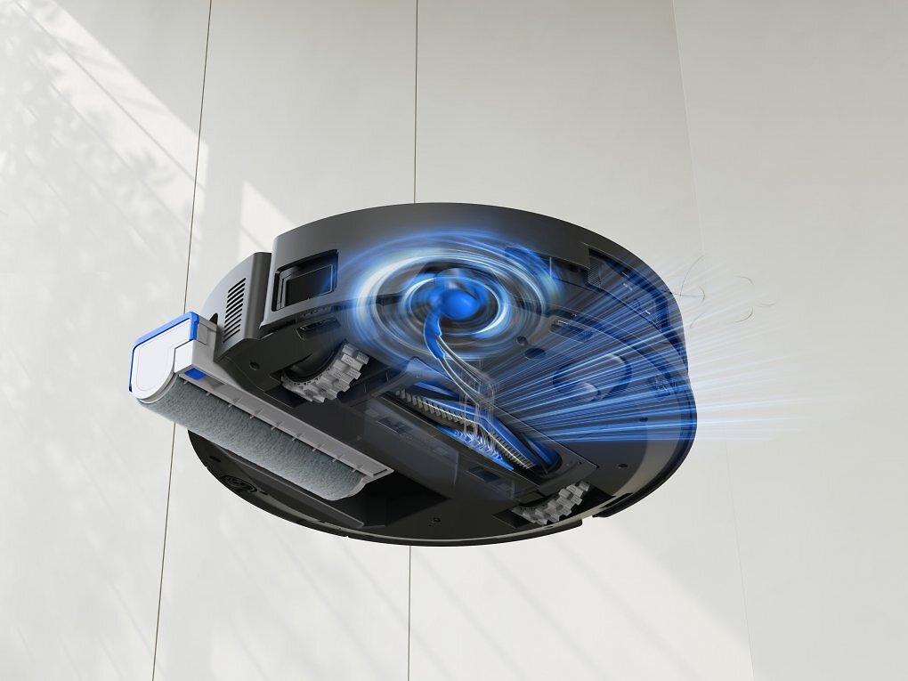 Beim Ecovacs X9 Pro Omni können alle drei Reinigungselemente unabhängig voneinander angehoben bzw. bewegt werden.