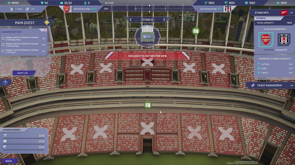 Im Stadion weisen wir einzelne Tribünen einer der Mannschaften zu und die einzelnen Sektoren jeweils den verschiedenen Fantypen.
