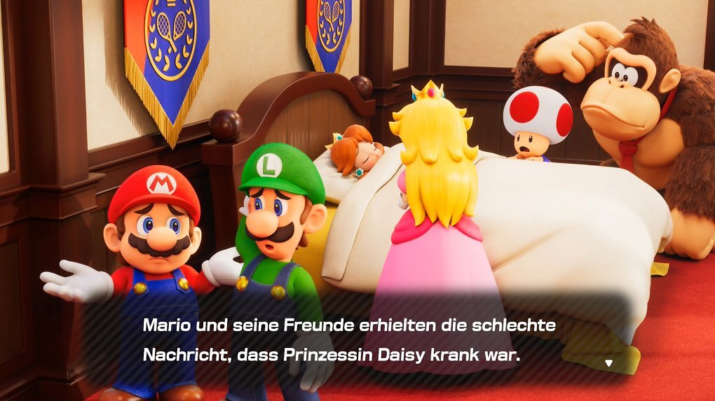 Prinzessin Daisy ist krank und Mario und seine Freunde machen sich Sorgen um sie.