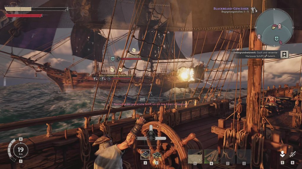 Die Schiffskämpfe erinnern vom Gameplay und der Inszenierung direkt an Assassin's Creed: Black Flag. Es kracht gewaltig und das gehört zum Piraten-Setting dazu.