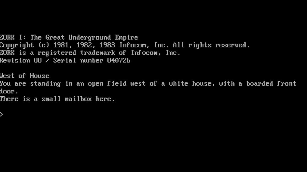 Der Startbildschirm des Text-Aventures Zork!