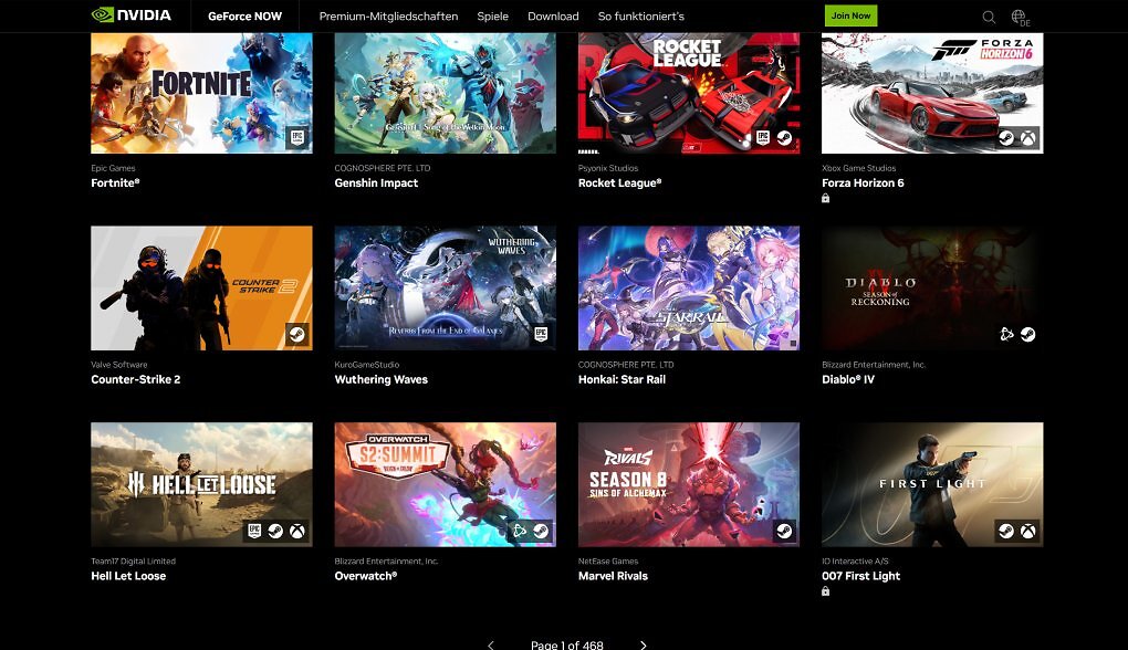 Nvidia GeForce Now Spiele