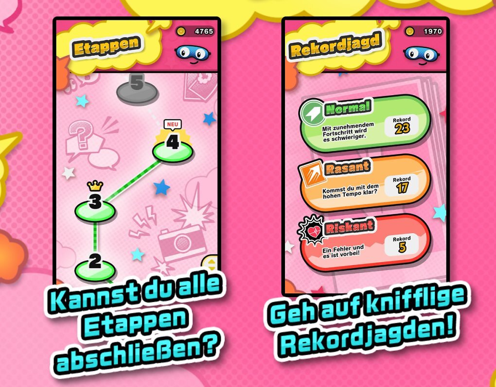 Die spielbaren Modi sind überschaubar. Neben einem Etappenmodus und der Rekordjagd könnt ihr die Minispiele auch noch einzeln auswählen.