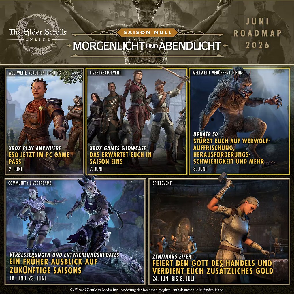 Roadmap für TESO-Spielevents im Monat Juni