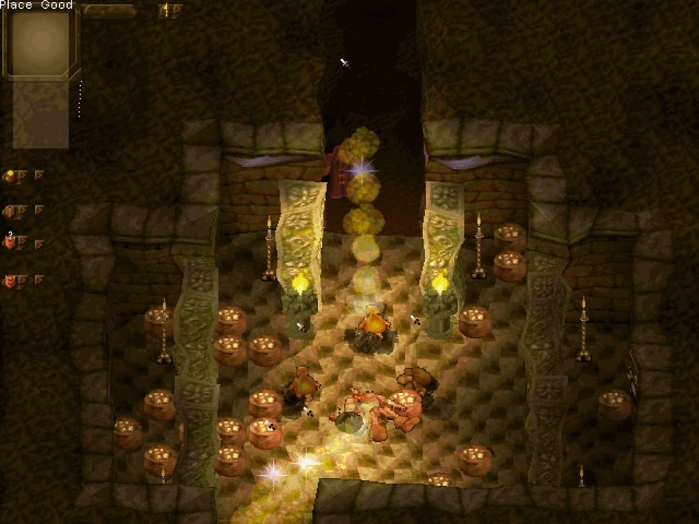 Frühe Versionen von Dungeon Keeper zeigen zwar schon den markanten Look, doch Gameplay und HUD weichen noch stark vom fertigen Spiel ab.