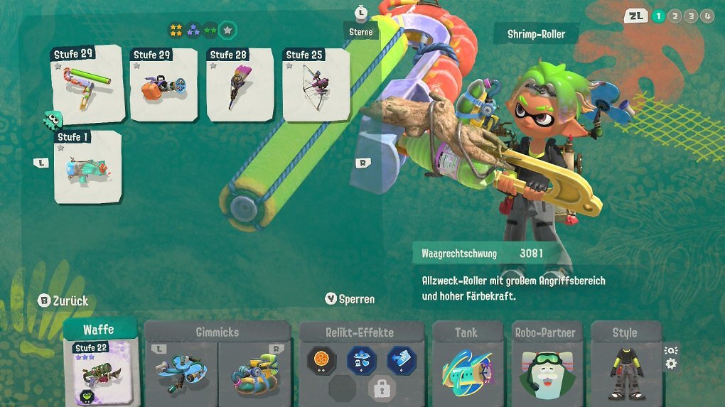 Alle Waffentypen aus der Splatoon-Hauptreihe findet ihr auch in Raiders. Da sollte für jeden die passende dabei sein.