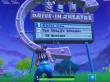 Werbeschild des Autokinos bei Risky Reels in Fortnite.