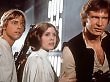 Mark Hamill, Carrie Fisher, Harrison Ford in Krieg der Sterne.