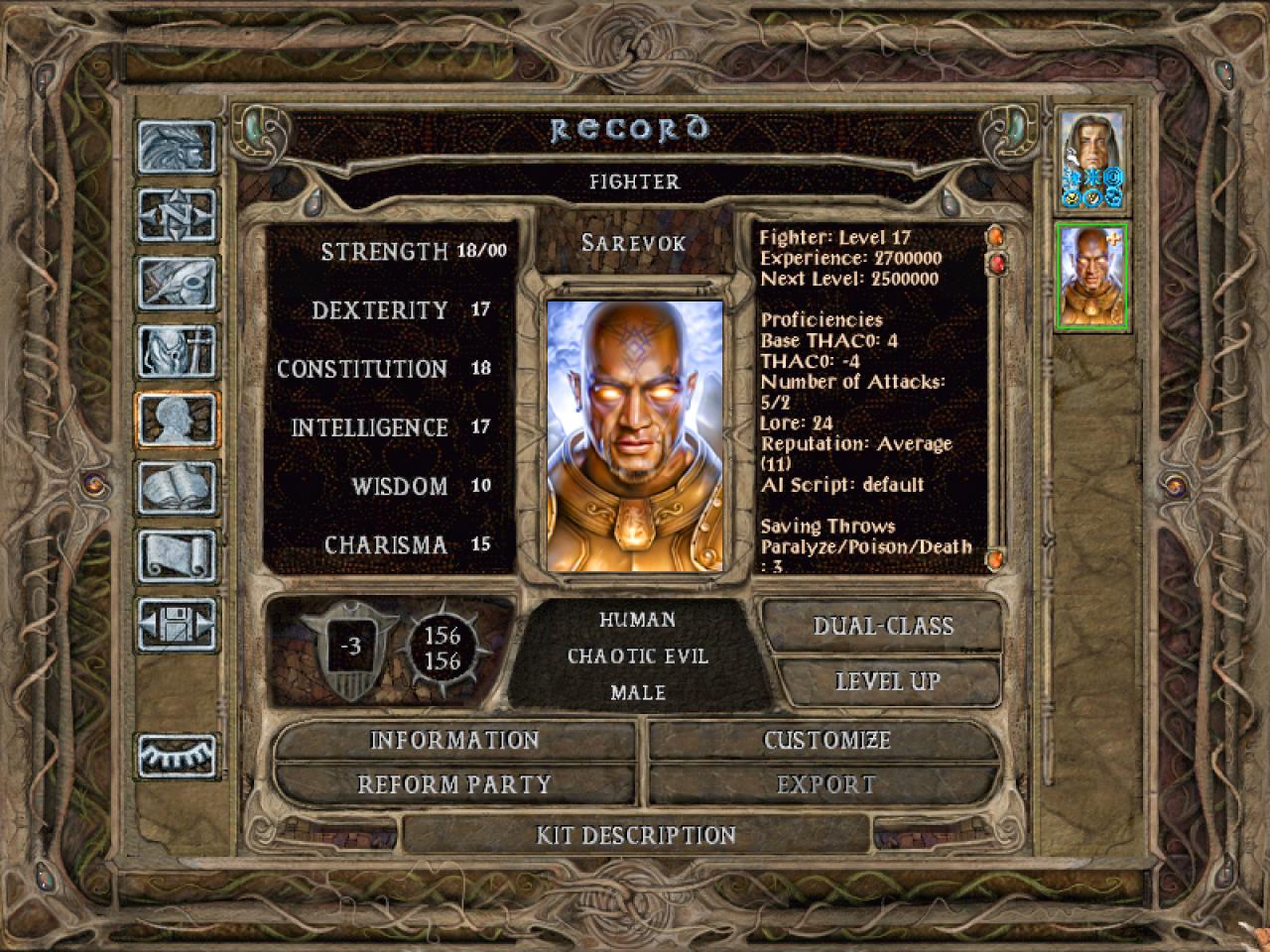 [26/11/2001] Bösewicht Sarevok stellt sich im Add-on Thron des Bhaals auf die Seite des Protagonisten.