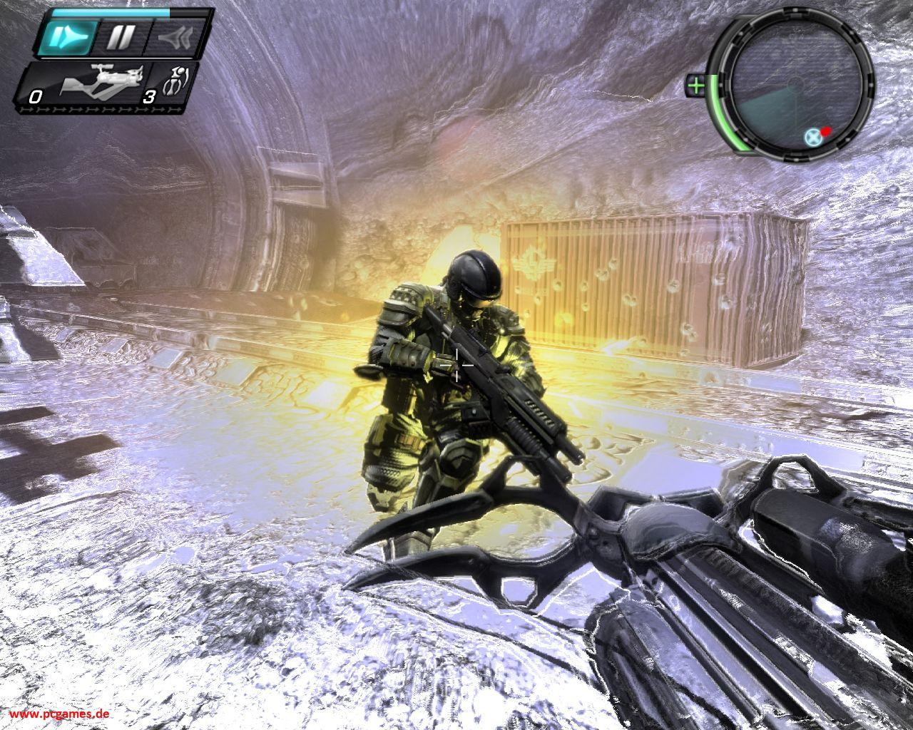 [19/10/2007] Im Ego-Shooter TimeShift von 2007 kann der namenlose Protagonist unter anderem die Zeit verlangsamen.