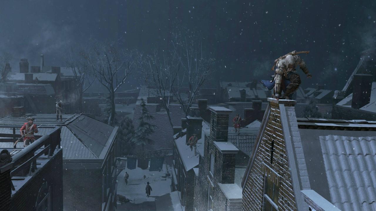 [06/10/2012] Grau in grau: Boston im Winter und bei Nacht ist einer der seltenen unschönen Anblicke von Assassin's Creed 3.
