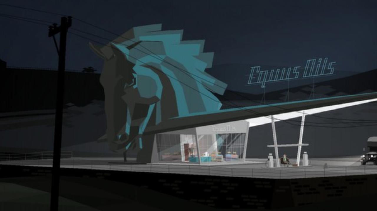 Erster Anlaufpunkt in Kentucky Route Zero ist die Tankstelle Equus Oils.