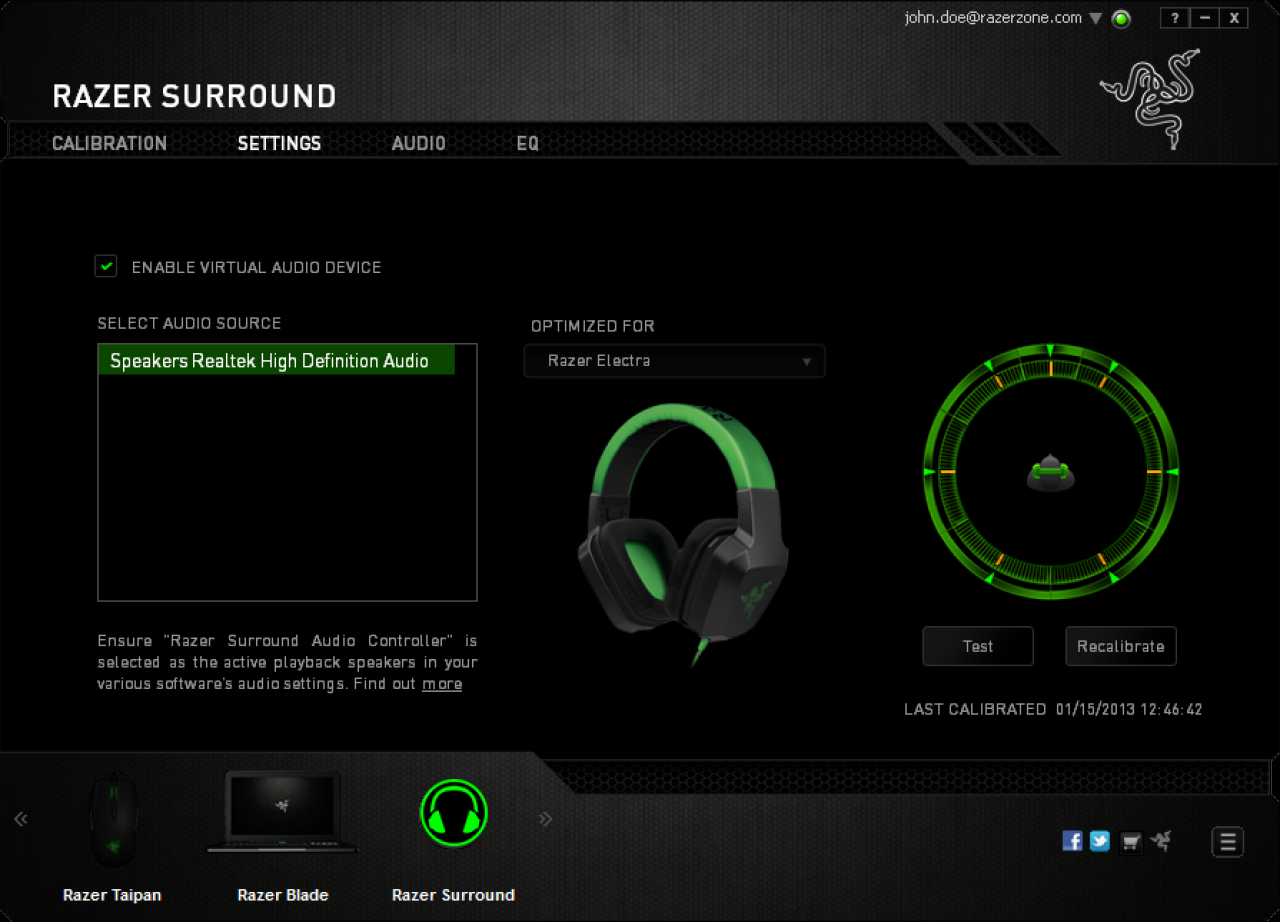 [04/10/2013] Surroundoptionen für Kopfhörer bei der Razer-Software
