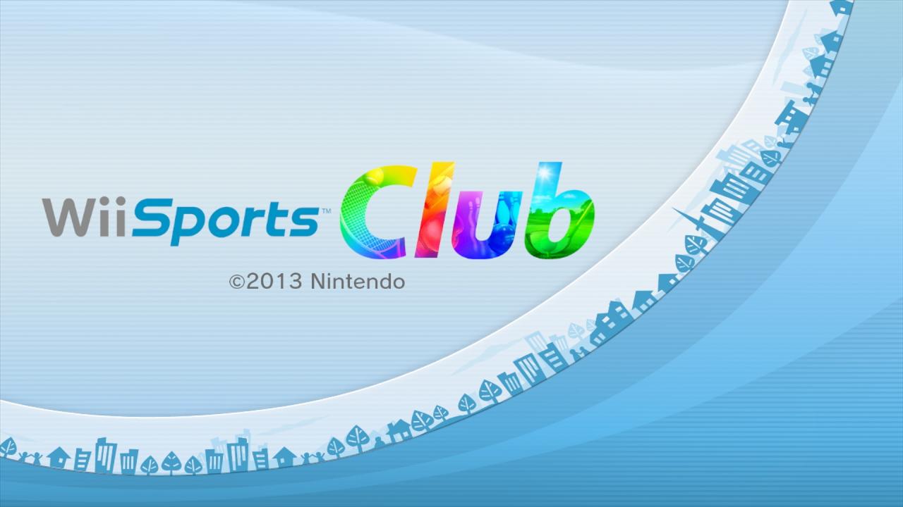 Der Ladebildschirm beim Starten von Wii Sports Club mit dem Spieltitel und -logo.