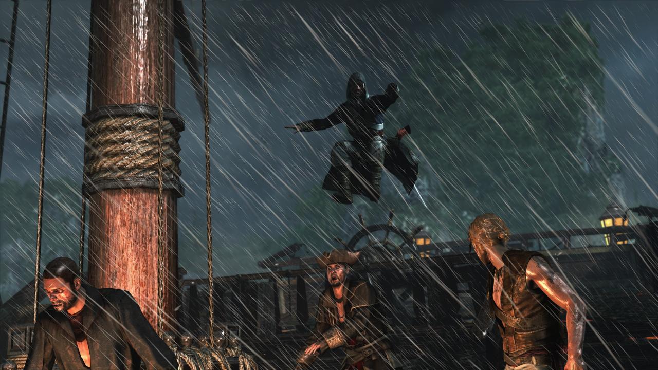 Edward und seine Crew werden bei Nacht von einem Assassinen angegriffen - ohweh!