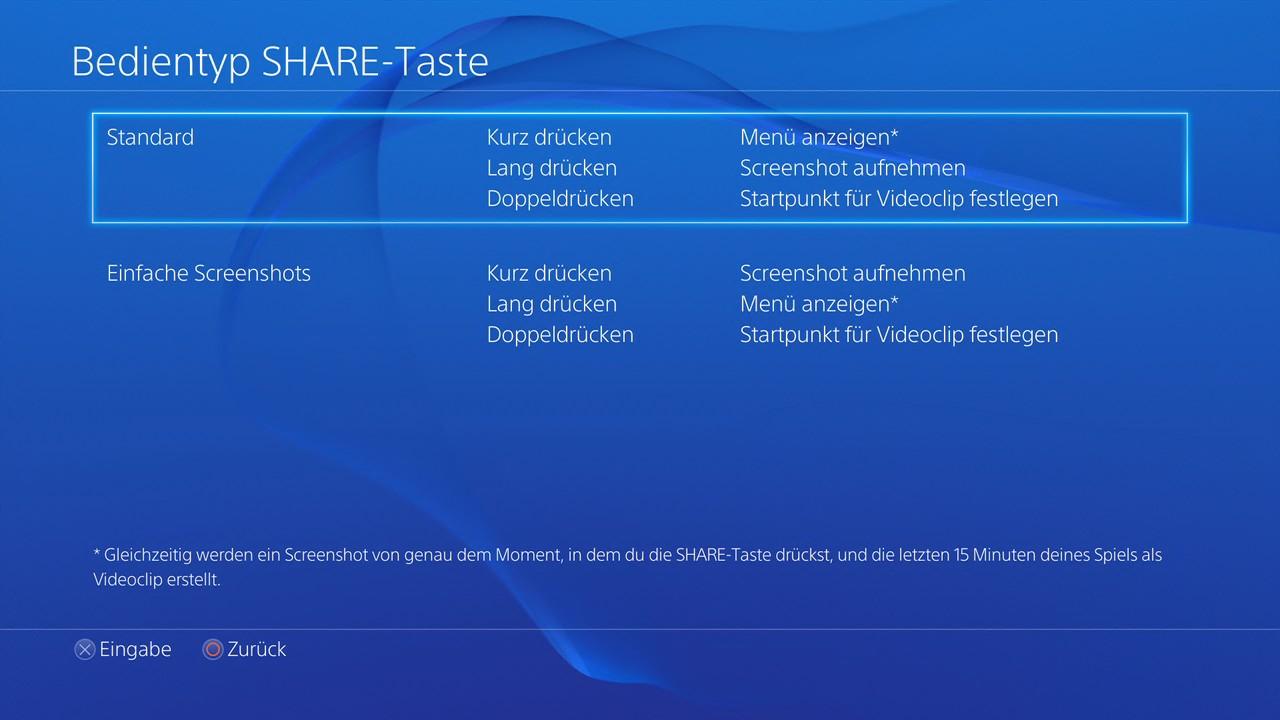 [21/11/2013] Mit der Share-Taste lassen sich Screenshots und Videos aufnehmen und ein Livestreamstarten.