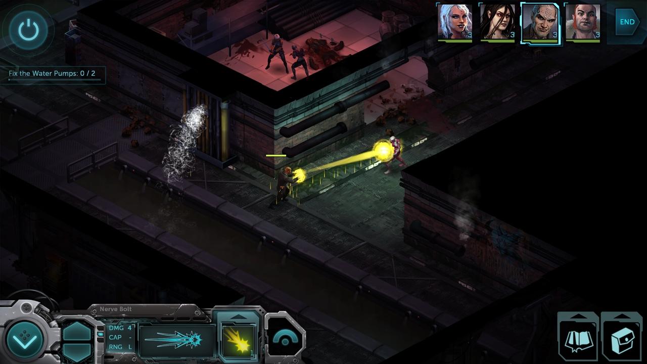 Kämpfe in Shadowrun: Dragonfall sind rundenbasiert. Jeder Charakter verfügt nur über eine begrenzte Anzahl an Aktionen.