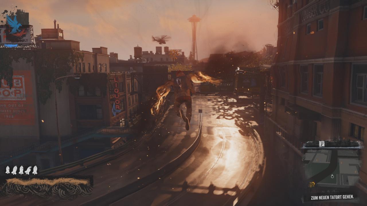 [21/03/2014] Je nach ausgewählter Kraft kann Delsin fliegen oder schweben.