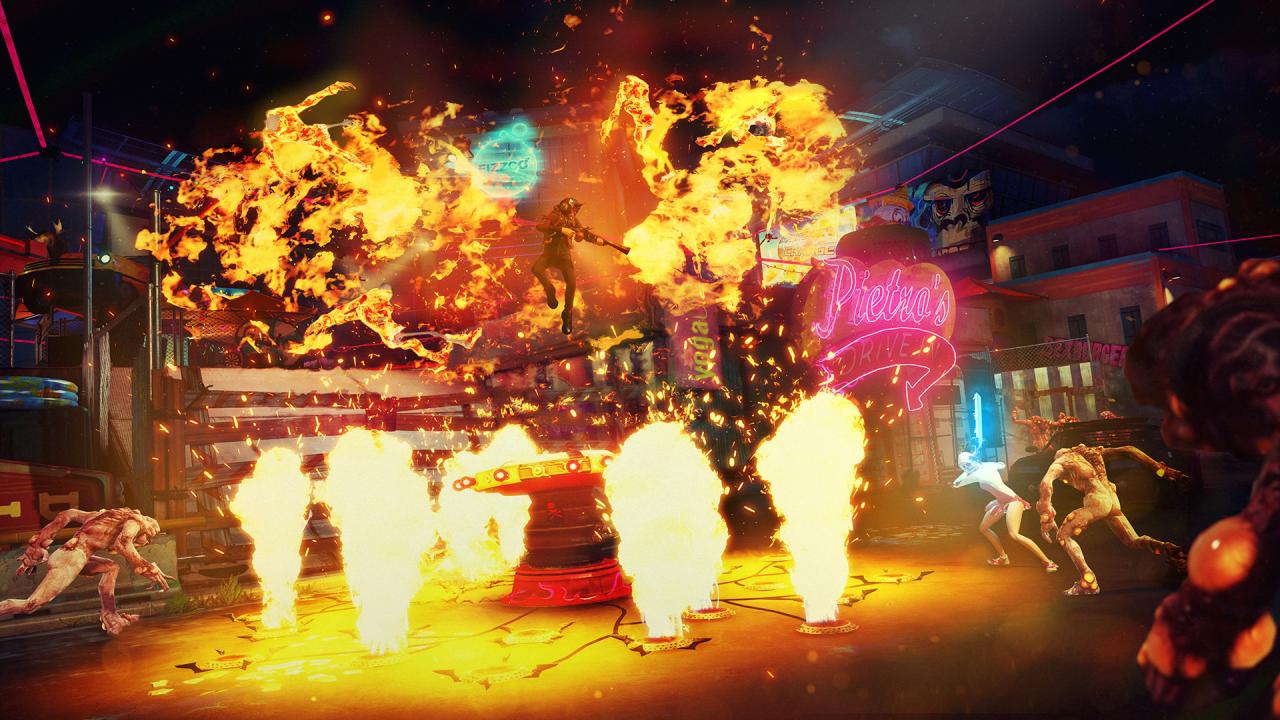 [10/06/2014] Action nonstop: Der namenslose Held zerlegt in Sunset Overdrive einen Vergnügungspark - und pustet jeden Mutanten vom Bildschirm. (1)