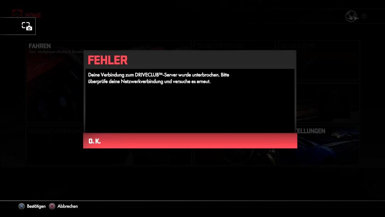 [08/10/2014] Was man am häufigsten von Driveclub sah: Fehlermeldungen. Aber selbst ohne wäre es Michael Sosinkas Enttäuschung des Jahres geworden.