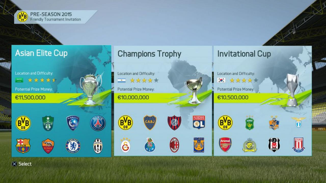[05/08/2015] Im FIFA 16 Karrieremodus sind nun Turniere vor der Saison spielbar.