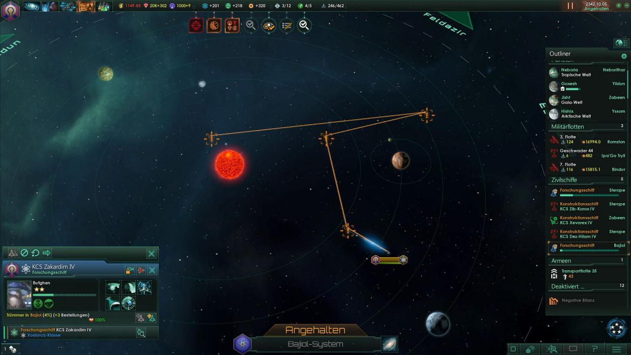 [07/05/2016] Mit Forschungsschiffen kartographiert ihr in Stellaris Sternensysteme.