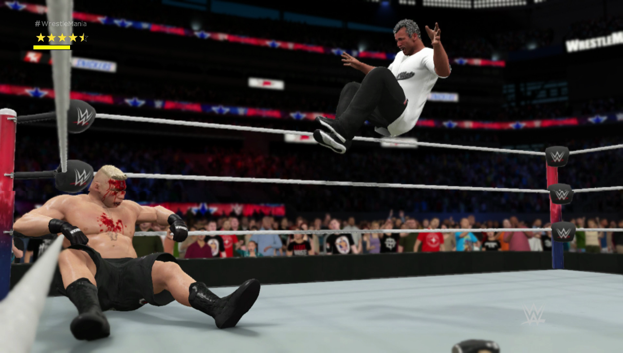 [20/10/2016] Über 120 spielbare WWE-Superstars stehen zur Auswahl. Da darf Chef-Söhnchen Shane-O-Mac mit seinem Finisher natürlich nicht fehlen. Die DLC-Politik ist aber frech.