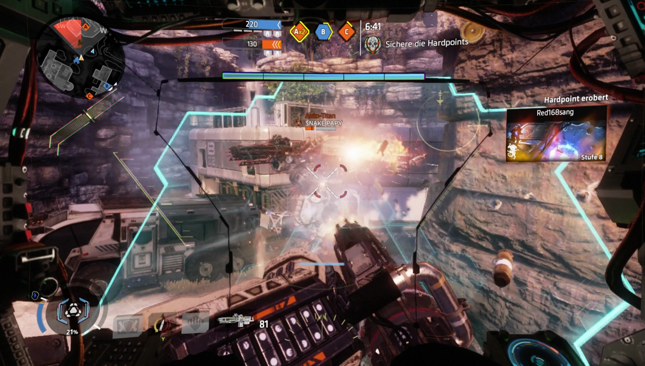 [04/11/2016] Der Legion-Titan ist mit seinem Schild und seiner Minigun ein schwer gepanzerter Koloss, den man besser nicht frontal angreifen sollte.