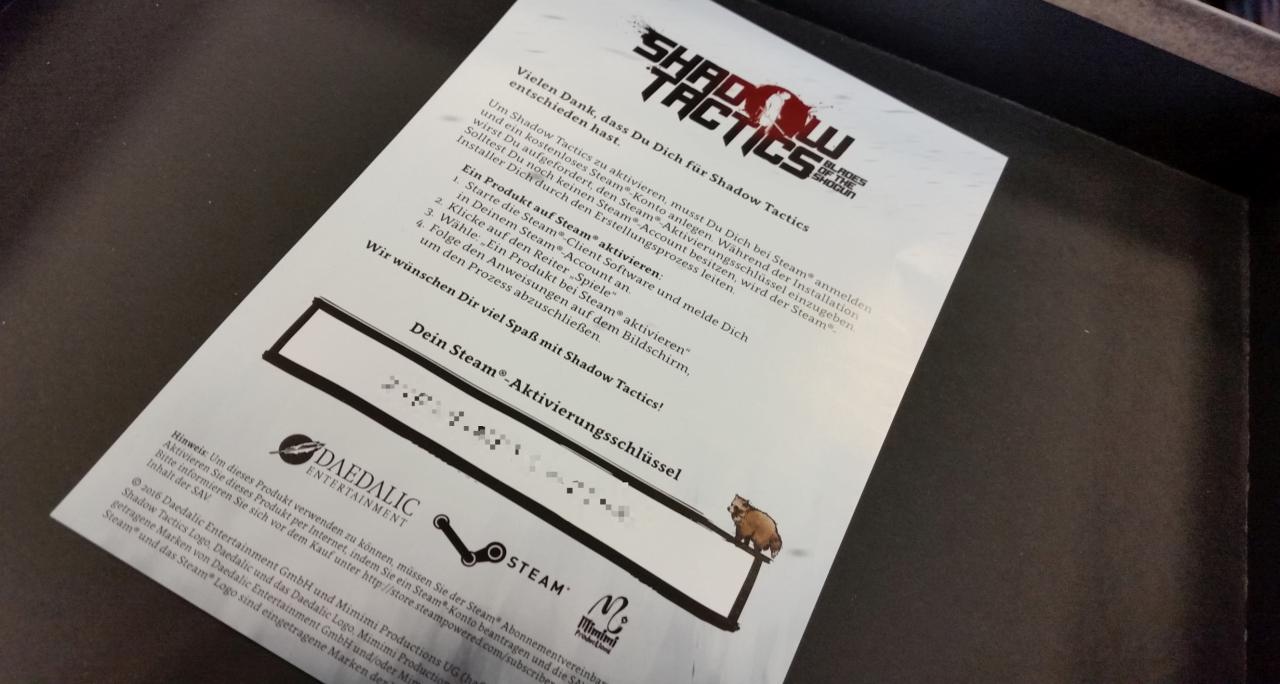 [07/12/2016] Zusätzlich zur DRM-freien Disc-Version enthält die CE auch einen Aktivierungskey für Steam. Den haben wir hier natürlich verpixelt.