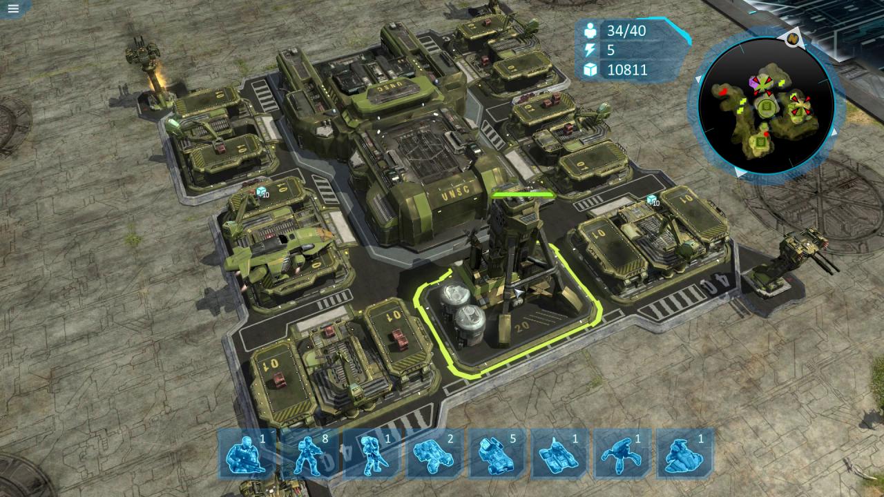 [23/01/2017] Wer gerne ausgiebig Stützpunkte baut, wird mit Halo Wars nicht glücklich: Wir dürfen nur an festen Slots ein paar Gebäude errichten.