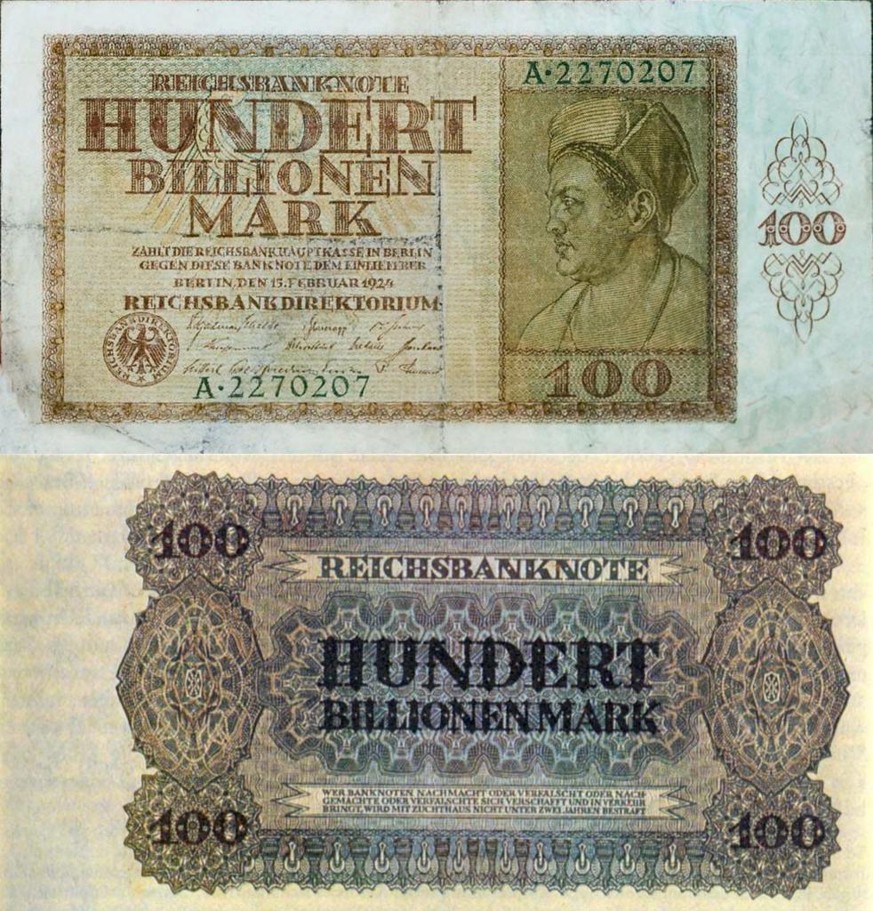 [17/02/2017] Für Hundert Billionen Deutsche Papiermark bekam man im Herbst 1923 immerhin noch knapp 25 US-Dollar.