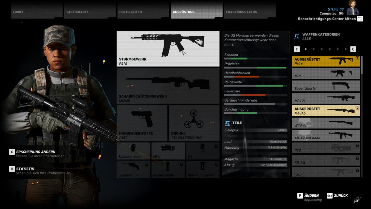 [06/03/2017] In Ghost Recon Wildlands tragt ihr maximal drei Waffen gleichzeitig, könnt eure Ausrüstung aber jederzeit im Menü austauschen.