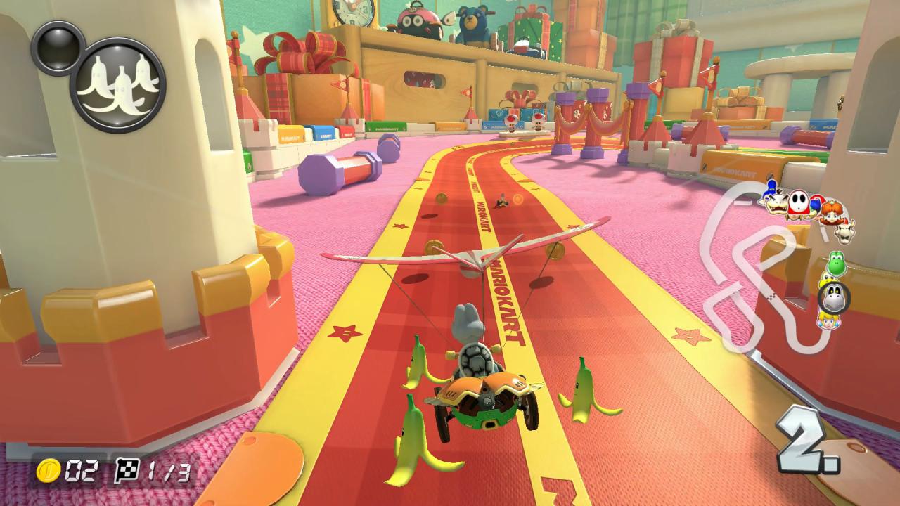 Knochentrocken schwebt mit dem Kart