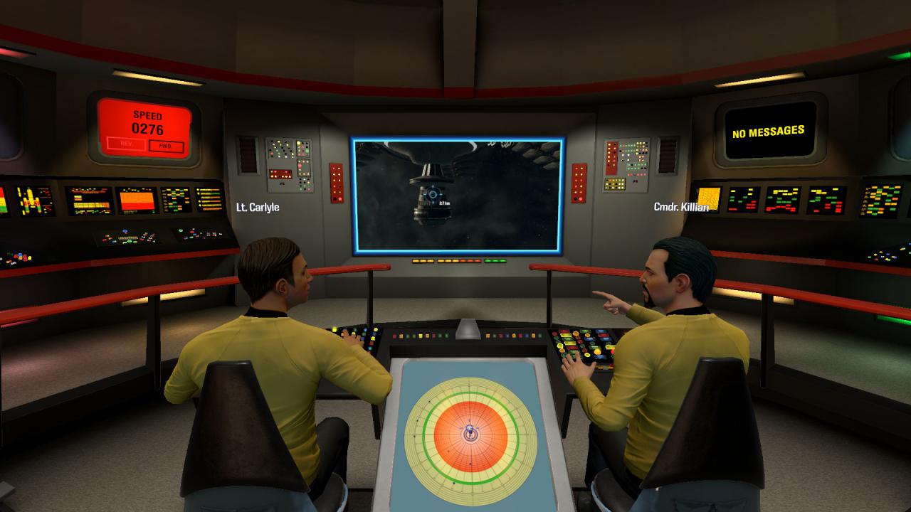 [05/04/2017] Voll retro! Die klassische Enterprise ist weitaus dunkler und enger als die U.S.S. Aegis. Das kleinere Sichtfenster erschwert die Koordination.