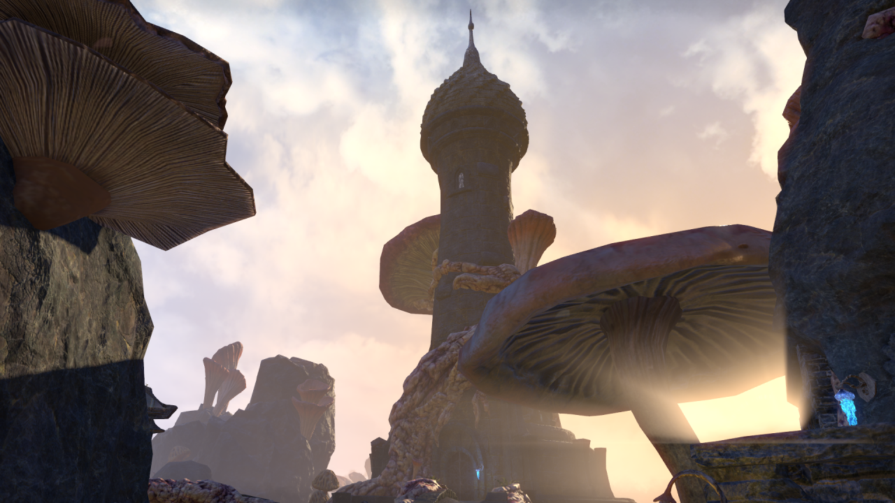 [06/06/2017] TESO: Morrowind - Tel Branora lebt von seinen Geschäften im Hafen und besitzt mit dem zentralen Pilzturm einen markanten Hingucker.