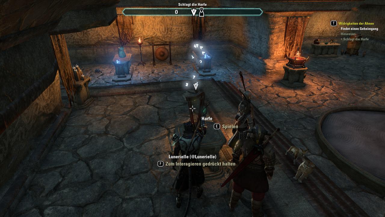 [14/06/2017] TESO: Morrowind: Widrigkeiten der Ahnen - Haben wir alle Opfergaben richtig verteilt, dürfen wir mit der Harfe den Geheimgang aufdecken.