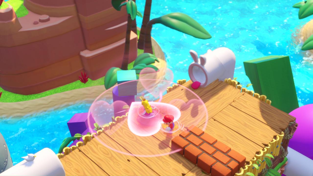 Aktiviert ihr Peach's Heil-Fähigkeit, heilt sie alle Team-Kollegen in der Nähe bei der Landung nach einem Team-Jump.