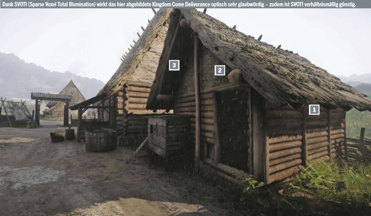 [28/07/2017] Dank SVOTI (Sparse Voxel Total Illumination) wirkt das hier abgebildete Kingdom Come Deliverance optisch sehr glaubwürdig - zudem ist SVOTI verhältnismäßig günstig.