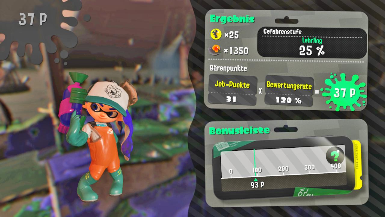 [18/07/2017] Meistert ihr alle Wellen im Salmon Run, erhaltet ihr abhängig von eurer Performance und dem eingestellten Schwierigkeitsgrad Bärenpunkte und für die dann Belohnungen.