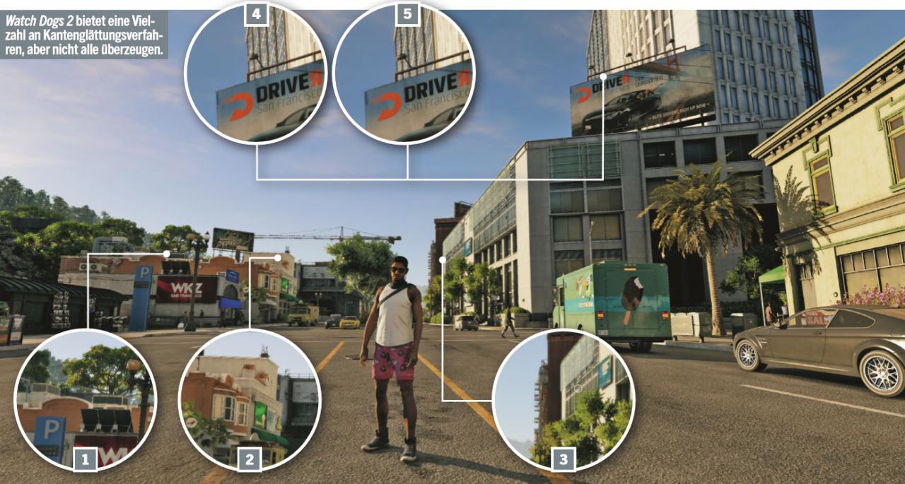 [06/07/2017] Verschiedene Kantenglättungsverfahren in Watch Dogs 2.