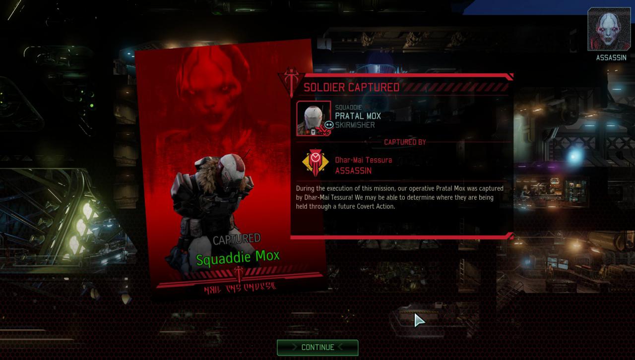 [11/07/2017] Die Chosen entführen betäubte XCOM-Soldaten und sammeln so Informationen, bis sie schließlich die Avenger-Basis angreifen können.